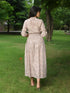 MULMUL PASTEL BROWN BLOSSOM BLOCK PRINTED COMFY DRESS MULMUL PASTEL BROWN BLOSSOM BLOCK PRINTED COMFY DRESS